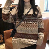 Sweater Women 2025 New Autumn And Winter Easier Vintage Cuffed Lazy Korean Edition Long-Sleeved Knitted Jacket HZ0108