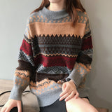Sweater Women 2025 New Autumn And Winter Easier Vintage Cuffed Lazy Korean Edition Long-Sleeved Knitted Jacket HZ0108