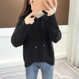 Korean Version Of The New 2025 Solid Color Loose Hooded Knitted Knitted Long-Sleeved Top Coat Sweater Ladies Knitting College Style HZ0108