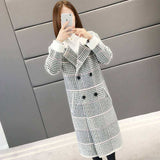 In The Autumn Of 2025, The New Imitation Watery Velvet Lattice Coat In The Middle And Long Coat Korean Version Of The Loose Sweater Opener HZ0108