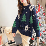 Christmas Red Sweater Autumn And Winter Women's Version Of The New Lazy Thick Outside Wearing Round Collar Knitted Shirt Top HZ0108
