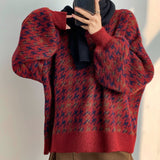 Autumn Dress Women's Clothing 2025 New Thousand Bird Gatern Knitted Knit Coat Lantern Sleeve Jumper Lantern Sweater Lazy Wind Coat HZ0108