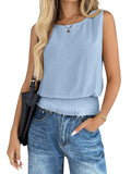 Tiktok Summer 2026 New Women's Round Collar Sleeveless Hem To The Folding Casual Vest HZ0108