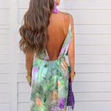 Spring 2025 Women's New Elegant Temperament Tie-Dye Sling Skirt Sleeve Shawl Set HZ0108