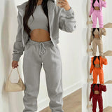 Women's 2025 Spring Suit New Solid Color Simple Hoodie Casual Fashion Sportswear Set HZ0108