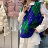 College Wears Knitted Vest Women's Spring And Autumn 2025 New External Vest Stacked With Autumn Lingg V-Neck Sweater HZ0108