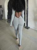 2025 New Fashion Sexy Hottie Tights Hips Long-Sleeved Solid-Colored Trousers HZ0108