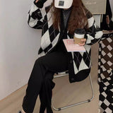 Korean Version Of The Autumn And Winter 2025 New Slacken Loose Sweater Cardigan Female Rhyme Long Outer Knitwear HZ0108