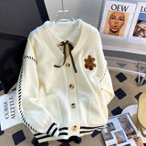 Korean Version Of The Bear Sweater Cardigan Women's Coat 2025 Autumn And Winter New Wear Rope Lazy Pocket Knitting Outside The Coat HZ0108