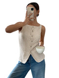 2025 Summer New Lady Casual Button Sleeveless Slings Vests HZ0108