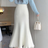Fishtail Knitted Half-Body Dress Women's Spring And Autumn Winter 2025 New High-Waisted A-Word Bag Hip Pendant Long HZ0108