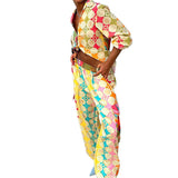 2026 Spring Women's V-Neck Printed Painted Lantern Sleeve Temperament Commer's Elegance Commerity Casual Set HZ0108