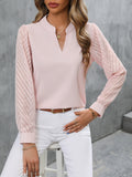 Autumn Fashion New Lady Splicing Chiffon Long-Sleeved Solid Color Shirt HZ0108