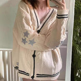 Bat Sleeve Knitted Sweater Coat Autumn And Winter Solid Embroidered Women's Single Row Buckle Long Sleeve Open Shirt HZ0108