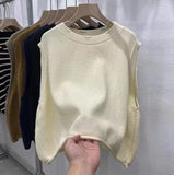 European Round-Neck Knitted Vest Women's Dress 2025 Spring And Autumn Thin Jacket Folded With Sleeveless Vest Tops HZ0108