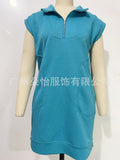 New Collar Zipper Pocket Loose Straight Dress In Summer 2025 HZ0108