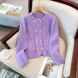 Small Fragrant French Retro Double-Bronched Sweater Coat Women's Spring And Autumn High-End Famous Temperament Knitted Cardigan Women's Clothing HZ0108