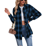 2025 Women's Top Autumn And Winter New Collar Long Sleeves Loose Casual Plaid Shirt HZ0108