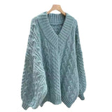 Soft Glutinous Gentle Wind V-Neck Loose-Fitting Cover Solid Color Jasmine Sweater Autumn And Winter Women Wear Knitted Shirt Tops Women HZ0108