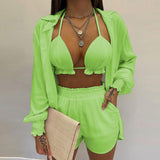 2025 Women's Sexy Three-Piece Spring Beach Fashion Shorts Set HZ0108