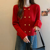 Small Fragrant French Retro Double-Bronched Sweater Coat Women's Spring And Autumn High-End Famous Temperament Knitted Cardigan Women's Clothing HZ0108