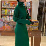 The Long-Necked Sweater Dress With A Long Coat Over The Knee Temperament Small Fragrant Style In The Bottom Of The Knitted Dress Women's Autumn And Winter HZ0108