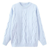 Soft Milk Blue Large-Size Sweater Women 2025 Spring And Autumn And Winter New Lazy Wind Loose Outside Wearing Knitted Shirt HZ0108