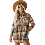 2025 Women's Top Autumn And Winter New Dress Long-Sleeved Pocket Casual Plaid Shirt HZ0108