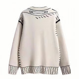 Sweater Women's Fall/Winter 2025 Women's Black And White Cuum Painting Graffiti Loose Lazy Shirt Coat Knitted Top HZ0108