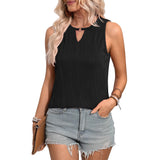 Women's Vest 2025 Lock Hole Collar Sleeveless Summer Business And Leisure Basic Top HZ0108