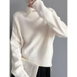 Standing Comfortable Soft-Creator Women's Knitted Shirt Autumn Casual Simple Holstered Shirt Long-Sleeved Sweater Woman HZ0108