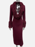 In The Autumn Of 2025, The New Women's Tuxedo Design Is Deep V. Collar Solid Long-Sleeved Knitted Dress HZ0108
