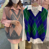 College Wears Knitted Vest Women's Spring And Autumn 2025 New External Vest Stacked With Autumn Lingg V-Neck Sweater HZ0108