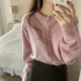 Pink Knitted Cardigan Women Autumn And Winter Gentle Style Imitation Raccoon Velvet Design Sense Women's Sweater Coat Small Man Top HZ0108
