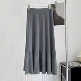 Vintage Knitted Half-Dress Woman 2025 New Autumn And Winter Thick High Waist Thin Temperament A Word Fishtail Skirt HZ0108