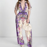 2026 Spring New Fashion Elegant Style Short Sleeve Print Sexy Skinny Pantyhose HZ0108