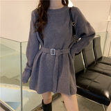 French Retro High-End Retro Knitted Dress Women's Spring And Autumn Chic Women's Beautiful Goddess Fan Sweater Dress HZ0108