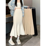 Height Waist Fishtail Skirt Women Autumn And Winter Korean Version 2025 New Thin Long Knitted Temperament A-Word Half-Body Skirt HZ0108