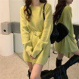 French Retro High-End Retro Knitted Dress Women's Spring And Autumn Chic Women's Beautiful Goddess Fan Sweater Dress HZ0108