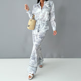 Spring 2025 Women's New Casual Print With Shirt Trousers Fashion Suit HZ0108