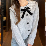 Korean Ocean Gas Age-Reasing Loose Knitted Women's Jacket 2025 Autumn And Winter Sweater Languid Soft Glutinous Doll Collar Top HZ0108