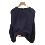 European Round-Neck Knitted Vest Women's Dress 2025 Spring And Autumn Thin Jacket Folded With Sleeveless Vest Tops HZ0108
