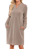 TK2025 Autumn And Winter New Loose V-Neck Pocket Leisure Long-Sleeved Home Dress HZ0108