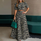 Autumn 2025 New Women's Sexy Round Collar Blouse High-Waist Broad Leg Trousers Fashion Casual Set HZ0108