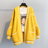 2025 Autumn And Winter Women's Version Of Loose Letter Thick Thick Knitted Cardigan In The Long Sweater Autumn Winter Coat Woman HZ0108