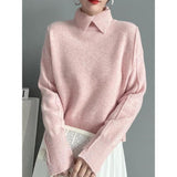 Standing Comfortable Soft-Creator Women's Knitted Shirt Autumn Casual Simple Holstered Shirt Long-Sleeved Sweater Woman HZ0108