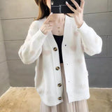 2025 New Autumn And Winter Small Love Imitation Sting Velvet Knitted Cardigan Korean Version Of Loose Sweet Sweater Women's Coat HZ0108