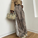 Loose Leopard-Print Trousers Women's Autumn And Winter Design Retro Print Striped Trousers HZ0108
