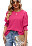 2025 Summer New Lady Loose Large Size Round Neck Solid Color To Take The Top HZ0108