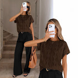 2026 Tiktok Summer New Lady Casual Round Neck Wtf Blouse T-Shirt HZ0108